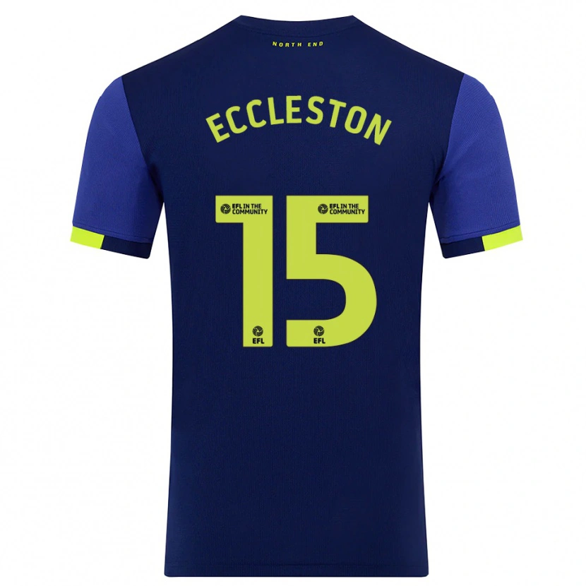 Danxen Børn Ethan Eccleston #15 Marine Gul Udebane Spillertrøjer 2025/26 Trøje T-Shirt