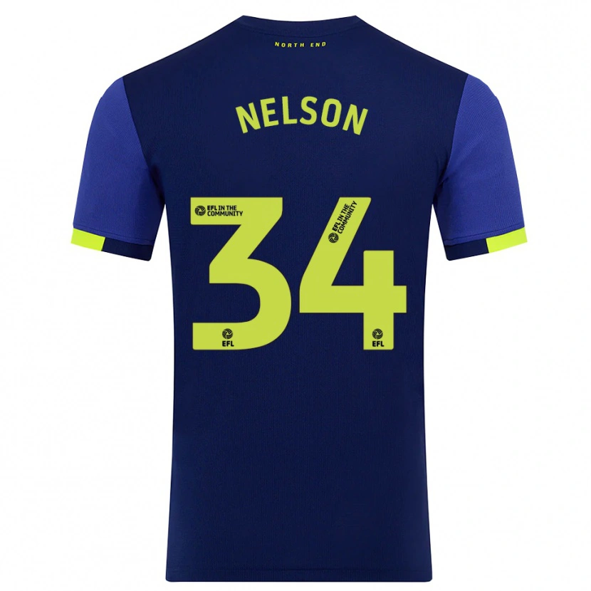 Danxen Børn Kitt Nelson #34 Marine Gul Udebane Spillertrøjer 2025/26 Trøje T-Shirt