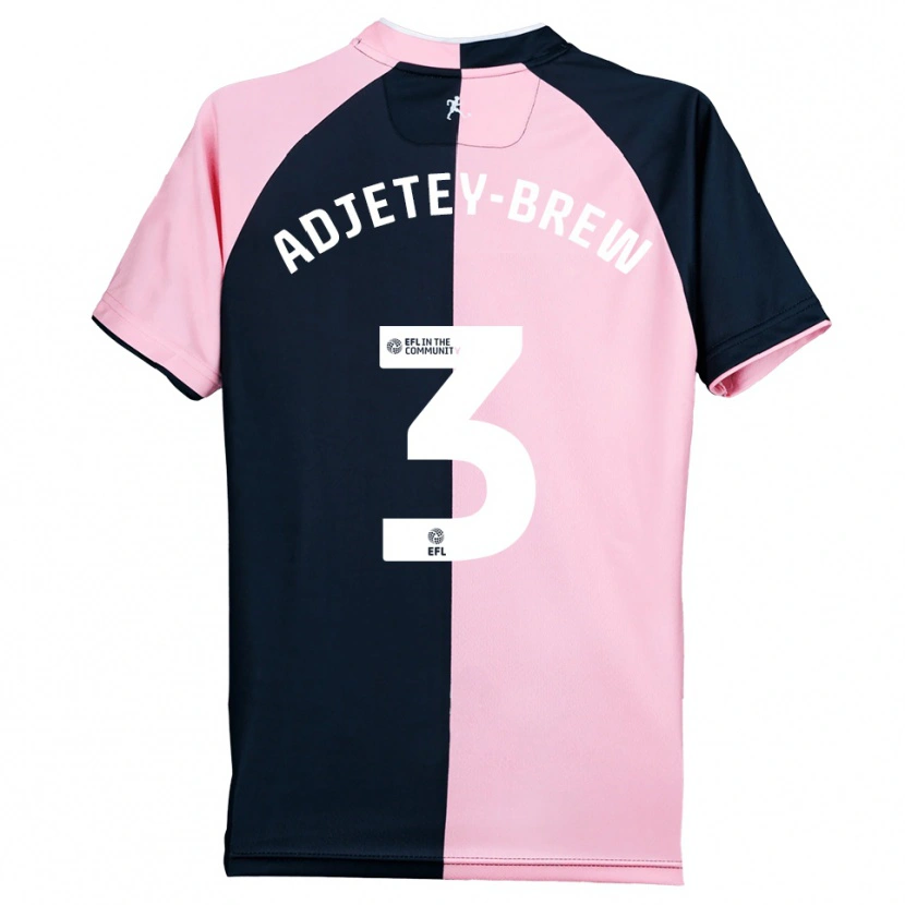 Danxen Børn Cory Adjetey-Brew #3 Pink Sort Udebane Spillertrøjer 2025/26 Trøje T-Shirt