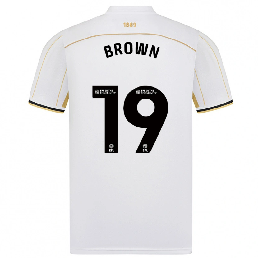 Danxen Børn Alanta Brown #19 Hvid Guld Udebane Spillertrøjer 2025/26 Trøje T-Shirt