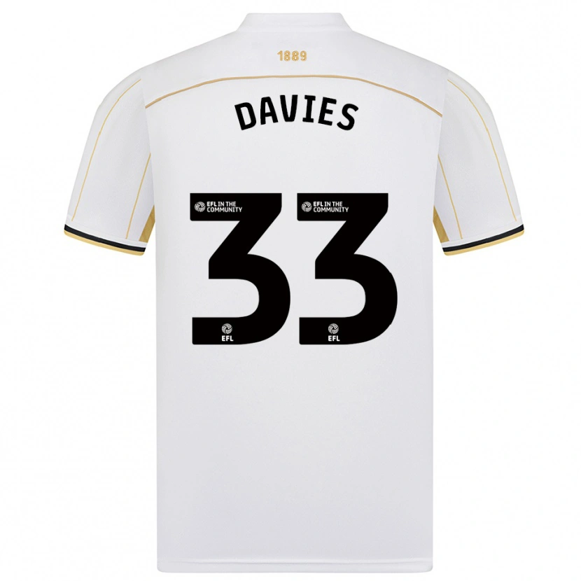 Danxen Børn Bethan Davies #33 Hvid Guld Udebane Spillertrøjer 2025/26 Trøje T-Shirt