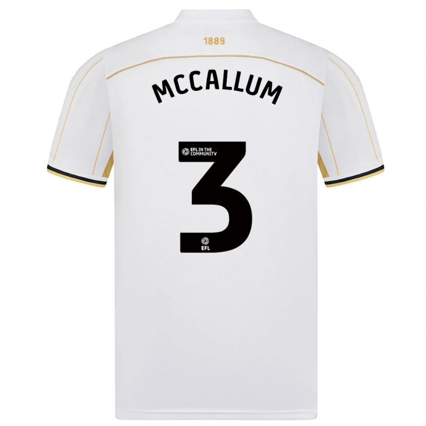 Danxen Børn Sam Mccallum #3 Hvid Guld Udebane Spillertrøjer 2025/26 Trøje T-Shirt