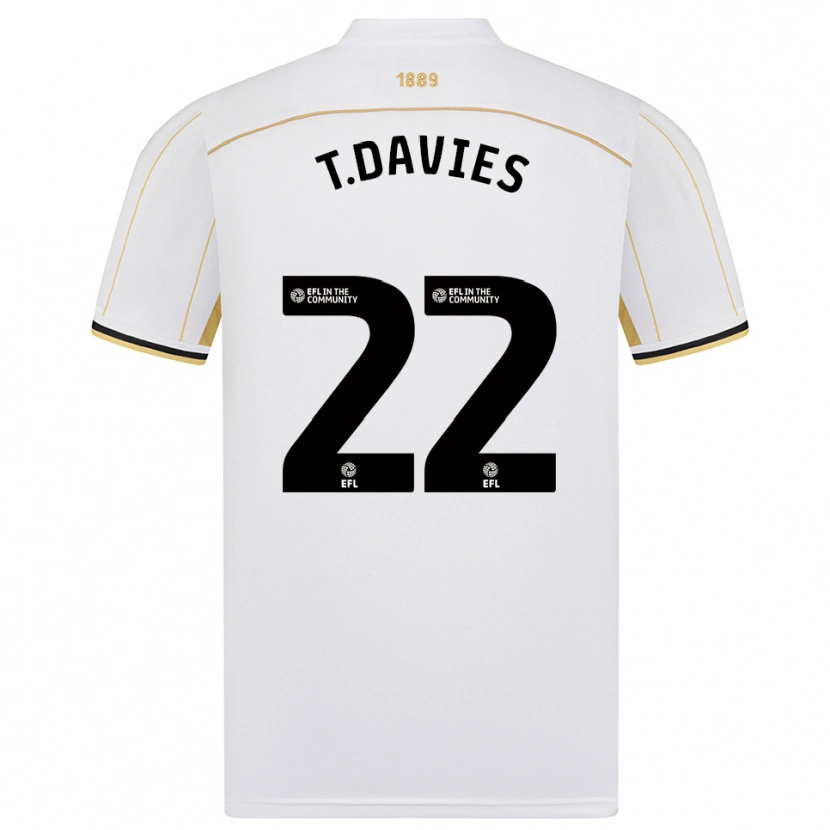 Danxen Børn Tom Davies #22 Hvid Guld Udebane Spillertrøjer 2025/26 Trøje T-Shirt