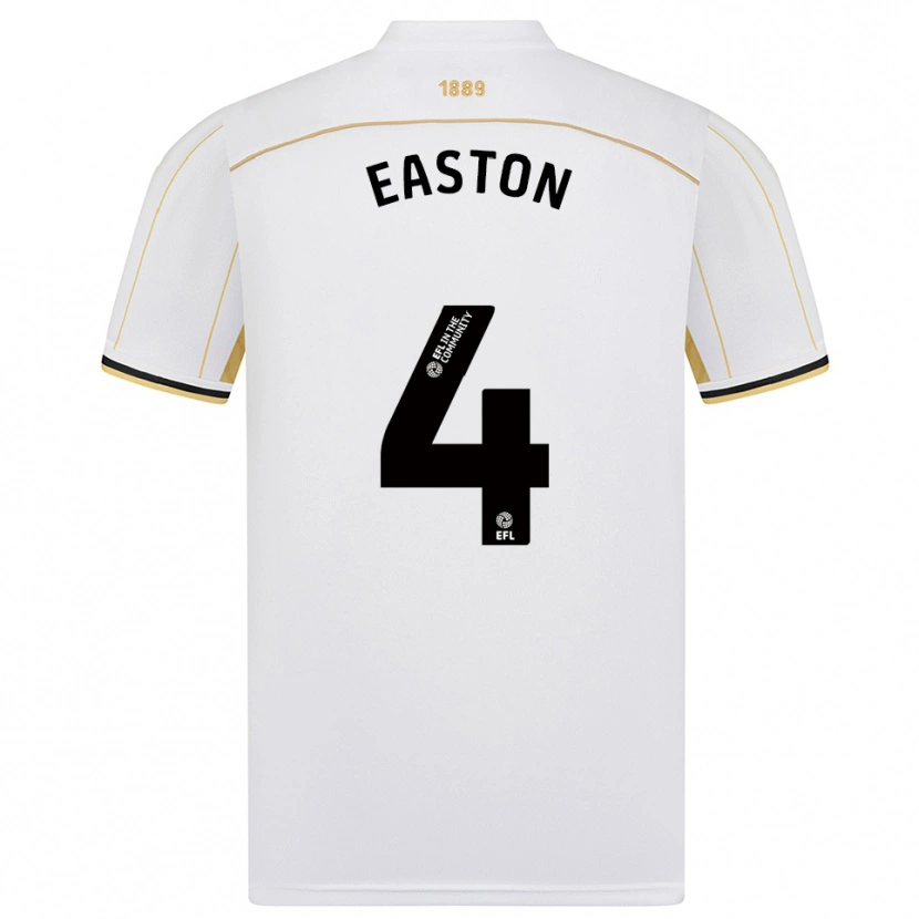 Danxen Børn Evan Easton #4 Hvid Guld Udebane Spillertrøjer 2025/26 Trøje T-Shirt