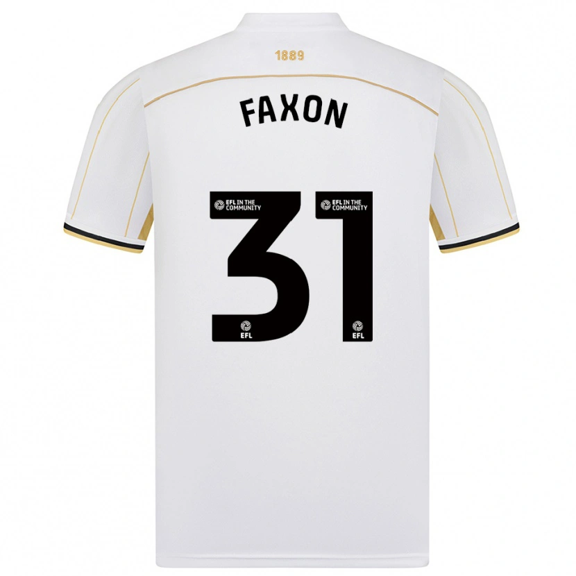 Danxen Børn Luke Faxon #31 Hvid Guld Udebane Spillertrøjer 2025/26 Trøje T-Shirt