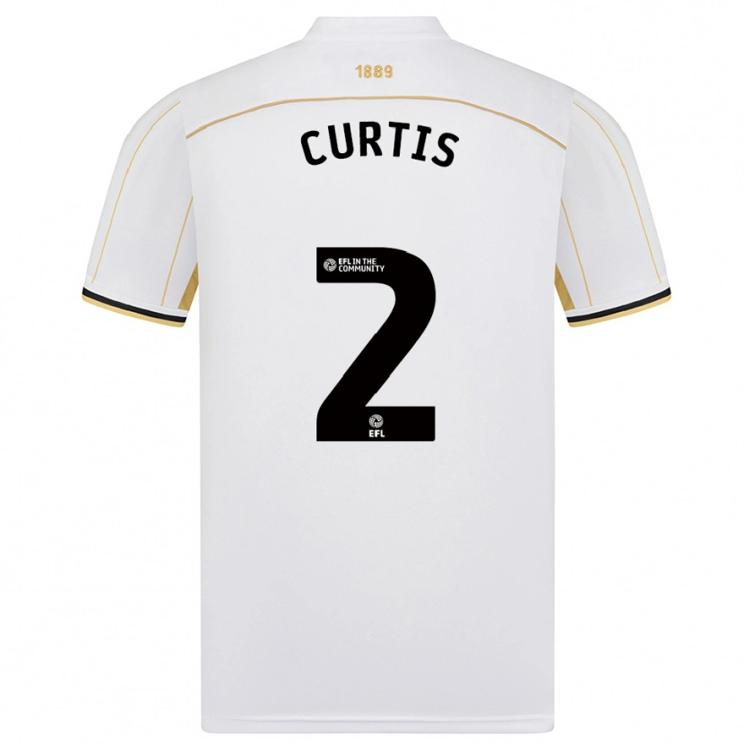 Danxen Børn Sam Curtis #2 Hvid Guld Udebane Spillertrøjer 2025/26 Trøje T-Shirt