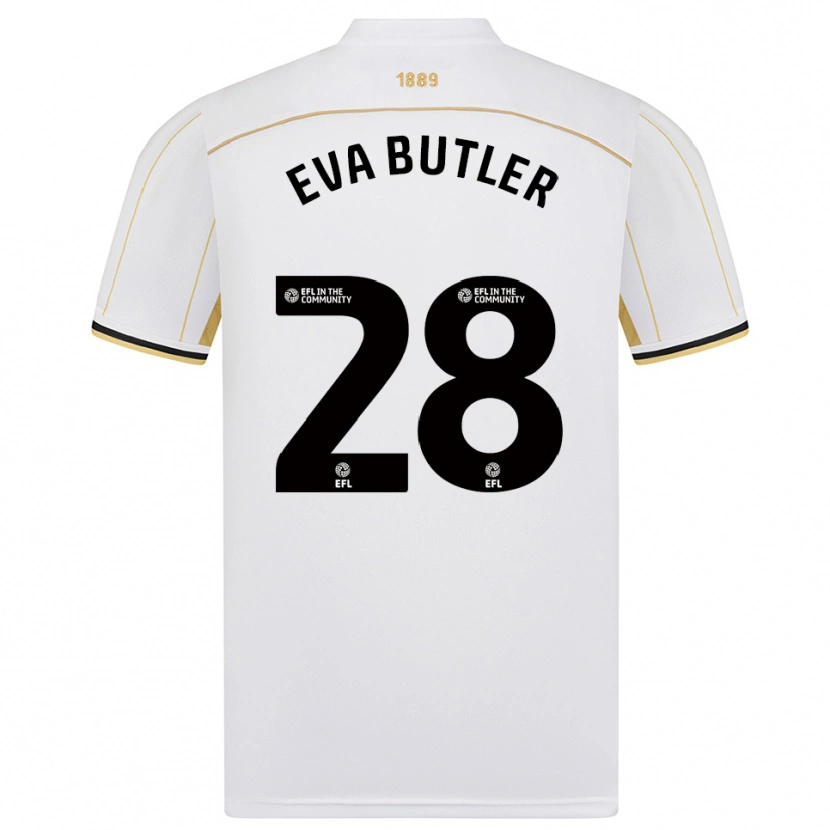 Danxen Børn Eva Butler #28 Hvid Guld Udebane Spillertrøjer 2025/26 Trøje T-Shirt