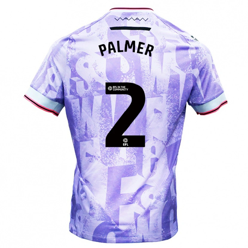 Danxen Børn Liam Palmer #2 Lilla Hvid Udebane Spillertrøjer 2025/26 Trøje T-Shirt