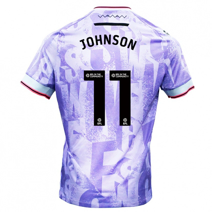 Danxen Børn Reece Johnson #11 Lilla Hvid Udebane Spillertrøjer 2025/26 Trøje T-Shirt
