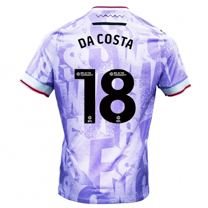 Danxen Børn Daniel Da Costa #18 Lilla Hvid Udebane Spillertrøjer 2025/26 Trøje T-Shirt