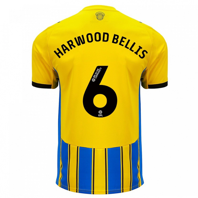 Danxen Børn Taylor Harwood-Bellis #6 Blå Gul Udebane Spillertrøjer 2025/26 Trøje T-Shirt