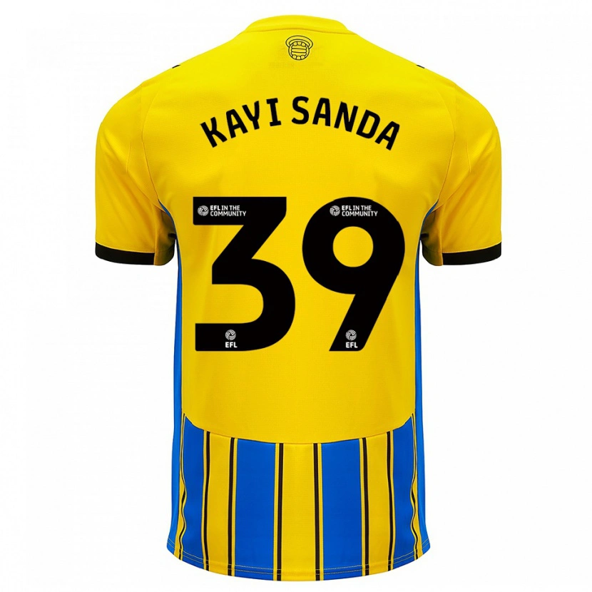 Danxen Børn Joachim Kayi Sanda #39 Blå Gul Udebane Spillertrøjer 2025/26 Trøje T-Shirt