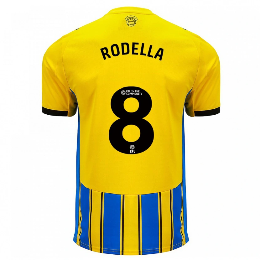 Danxen Børn Leo Rodella #8 Blå Gul Udebane Spillertrøjer 2025/26 Trøje T-Shirt
