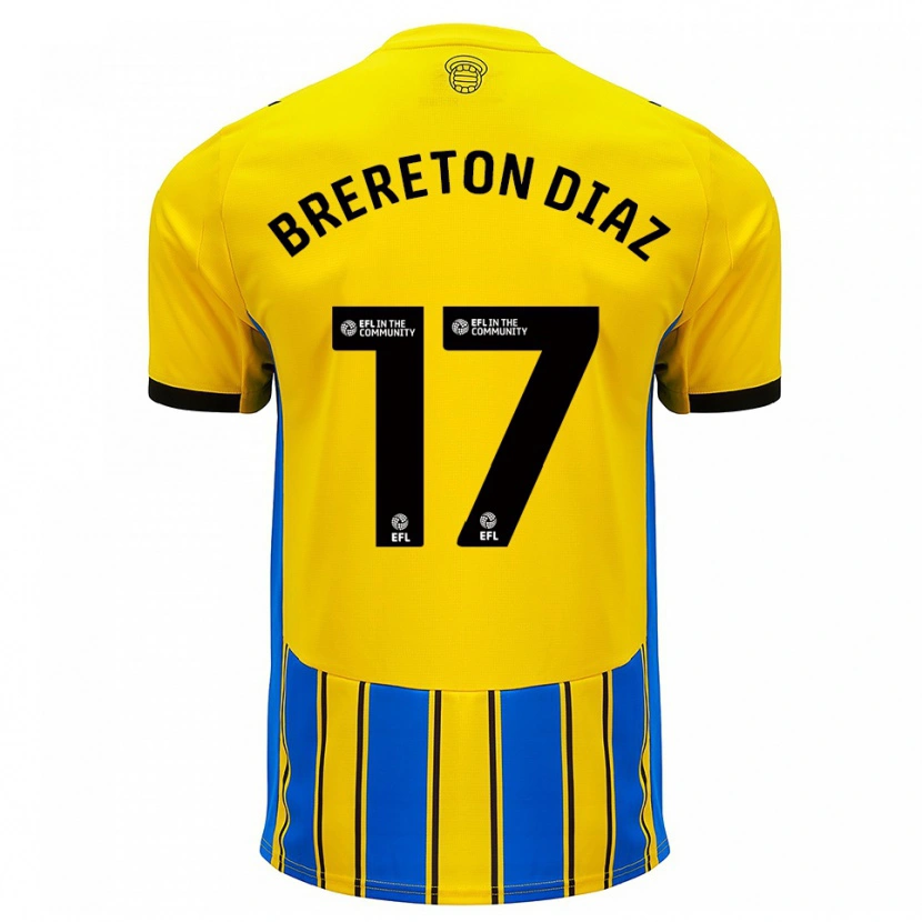 Danxen Børn Ben Brereton Díaz #17 Blå Gul Udebane Spillertrøjer 2025/26 Trøje T-Shirt