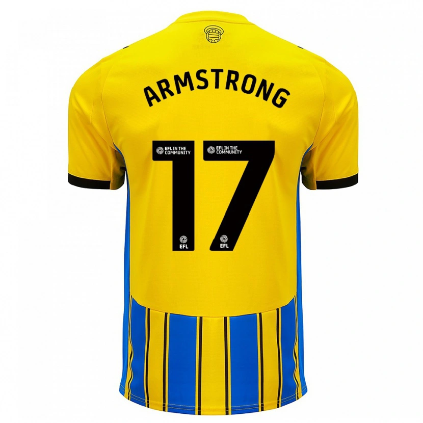 Danxen Børn Stuart Armstrong #17 Blå Gul Udebane Spillertrøjer 2025/26 Trøje T-Shirt