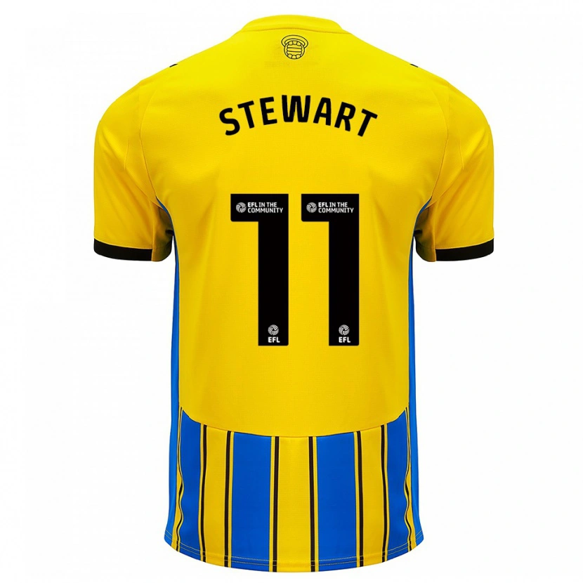 Danxen Børn Ross Stewart #11 Blå Gul Udebane Spillertrøjer 2025/26 Trøje T-Shirt