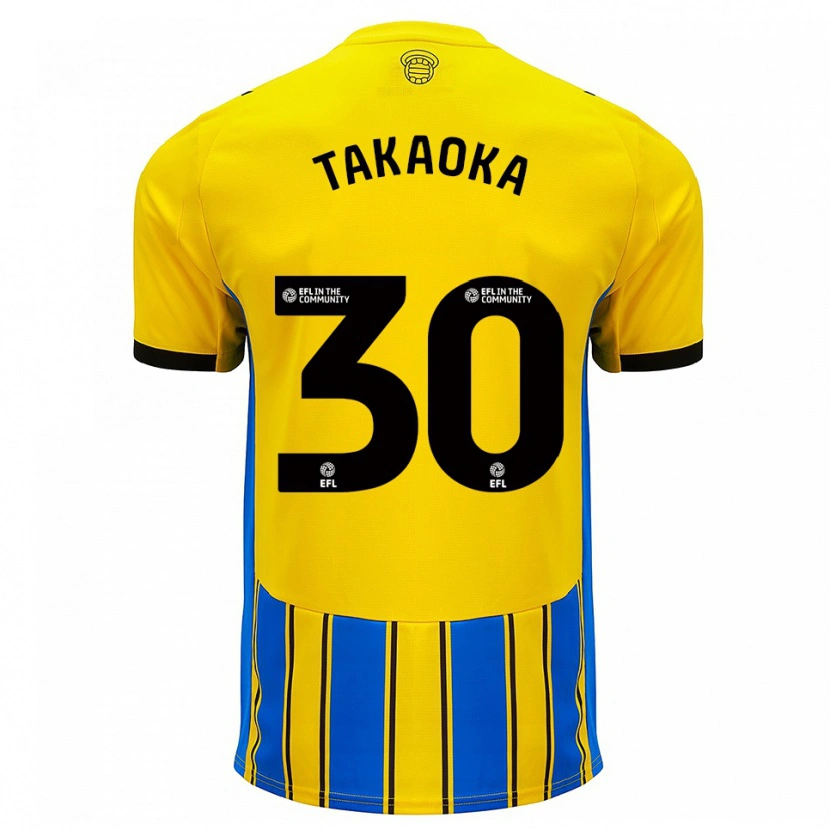 Danxen Børn Rento Takaoka #30 Blå Gul Udebane Spillertrøjer 2025/26 Trøje T-Shirt