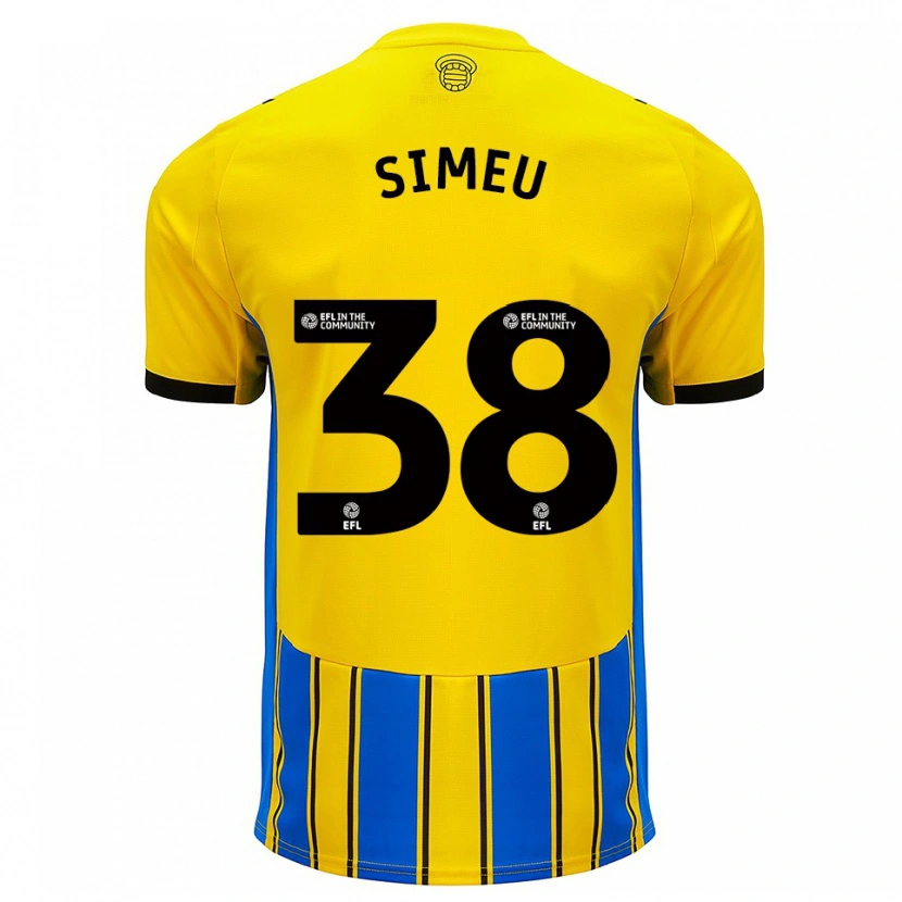 Danxen Børn Dynel Simeu #38 Blå Gul Udebane Spillertrøjer 2025/26 Trøje T-Shirt