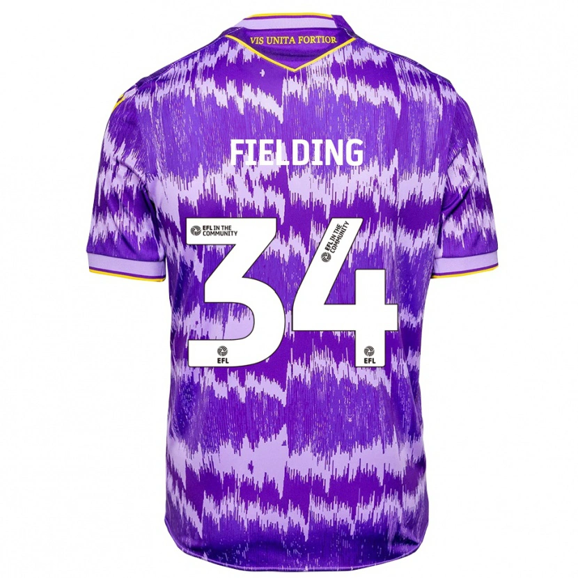Danxen Børn Frank Fielding #34 Lilla Gul Udebane Spillertrøjer 2025/26 Trøje T-Shirt