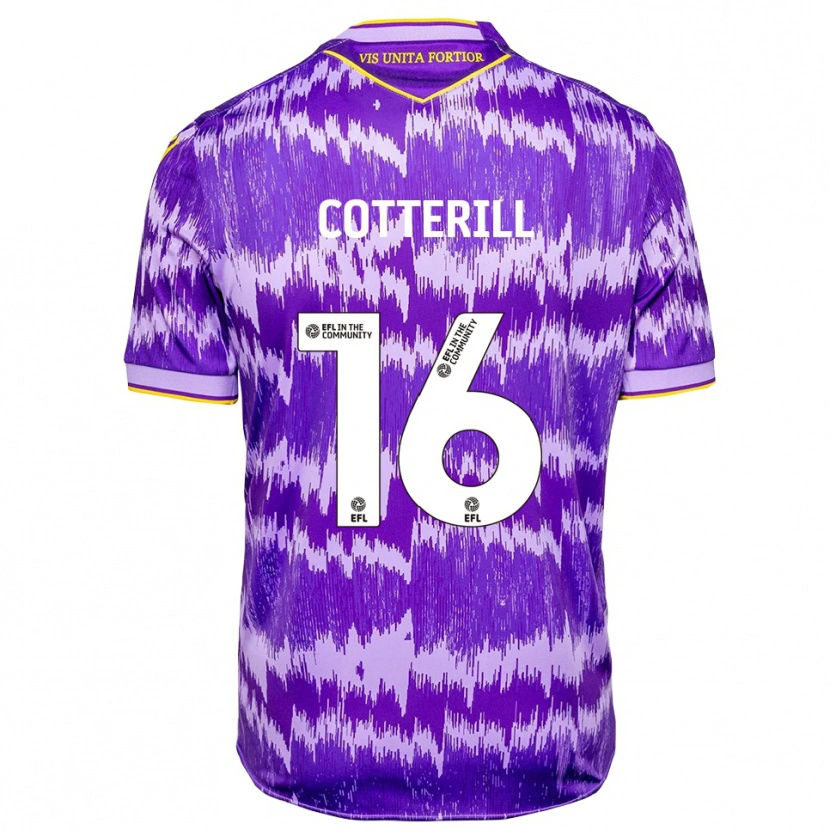 Danxen Børn Alex Cotterill #16 Lilla Gul Udebane Spillertrøjer 2025/26 Trøje T-Shirt