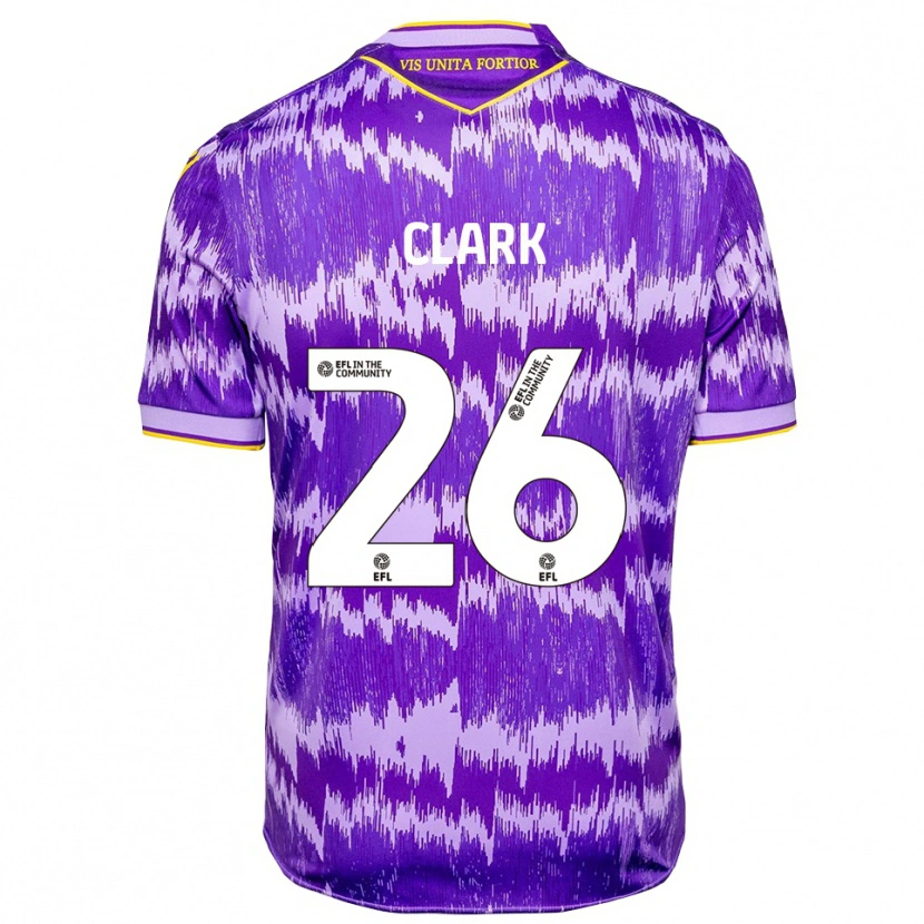 Danxen Børn Ciaran Clark #26 Lilla Gul Udebane Spillertrøjer 2025/26 Trøje T-Shirt