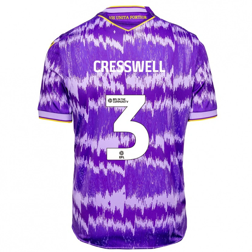 Danxen Børn Aaron Cresswell #3 Lilla Gul Udebane Spillertrøjer 2025/26 Trøje T-Shirt