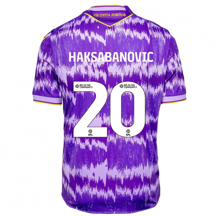 Danxen Børn Sead Hakšabanović #20 Lilla Gul Udebane Spillertrøjer 2025/26 Trøje T-Shirt