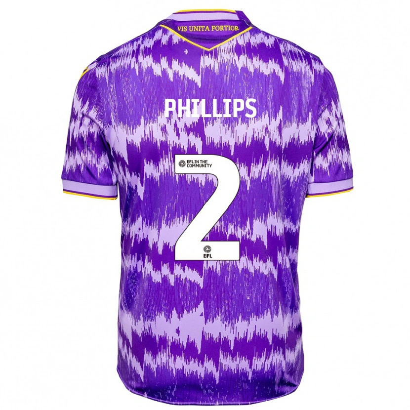 Danxen Børn Sanchez Phillips #2 Lilla Gul Udebane Spillertrøjer 2025/26 Trøje T-Shirt