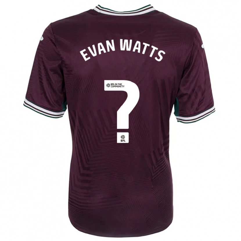 Danxen Børn Evan Watts #0 Rust Rød Hvid Udebane Spillertrøjer 2025/26 Trøje T-Shirt