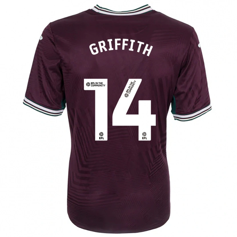 Danxen Børn Yori Griffith #14 Rust Rød Hvid Udebane Spillertrøjer 2025/26 Trøje T-Shirt