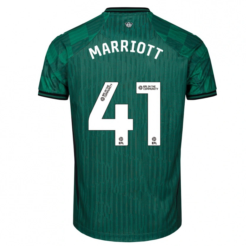 Danxen Børn Alfie Marriott #41 Grøn Sort Udebane Spillertrøjer 2025/26 Trøje T-Shirt