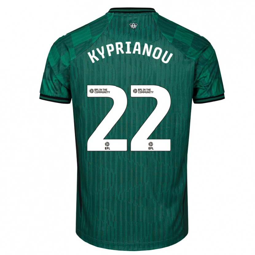Danxen Børn Hector Kyprianou #22 Grøn Sort Udebane Spillertrøjer 2025/26 Trøje T-Shirt