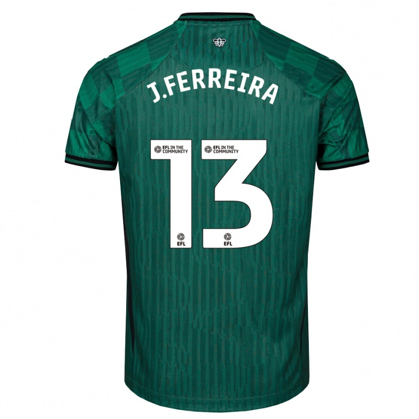 Danxen Børn João Ferreira #13 Grøn Sort Udebane Spillertrøjer 2025/26 Trøje T-Shirt
