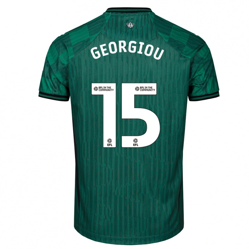 Danxen Børn Andria Georgiou #15 Grøn Sort Udebane Spillertrøjer 2025/26 Trøje T-Shirt
