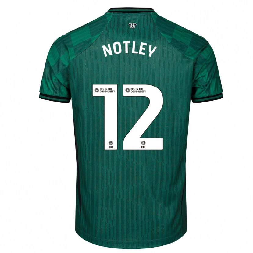 Danxen Børn Tyler Notley #12 Grøn Sort Udebane Spillertrøjer 2025/26 Trøje T-Shirt