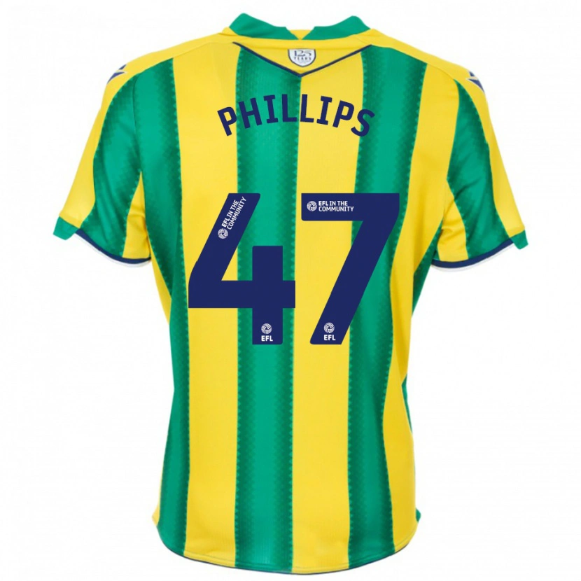 Danxen Børn Nat Phillips #47 Gul Grøn Udebane Spillertrøjer 2025/26 Trøje T-Shirt