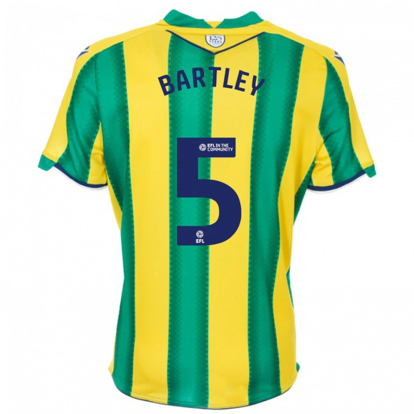 Danxen Børn Kyle Bartley #5 Gul Grøn Udebane Spillertrøjer 2025/26 Trøje T-Shirt