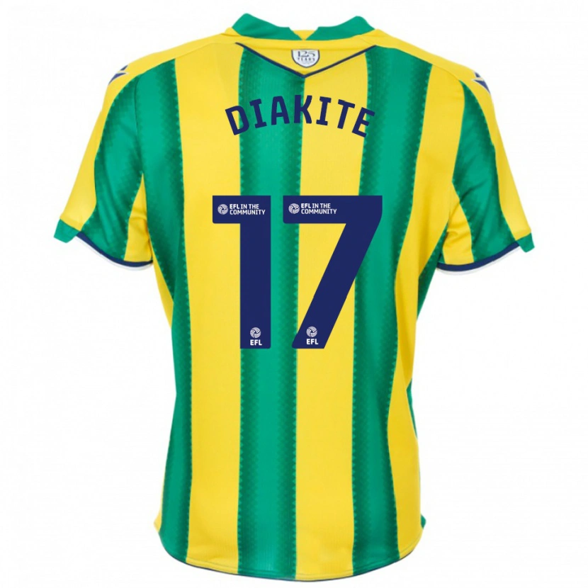 Danxen Børn Ousmane Diakité #17 Gul Grøn Udebane Spillertrøjer 2025/26 Trøje T-Shirt