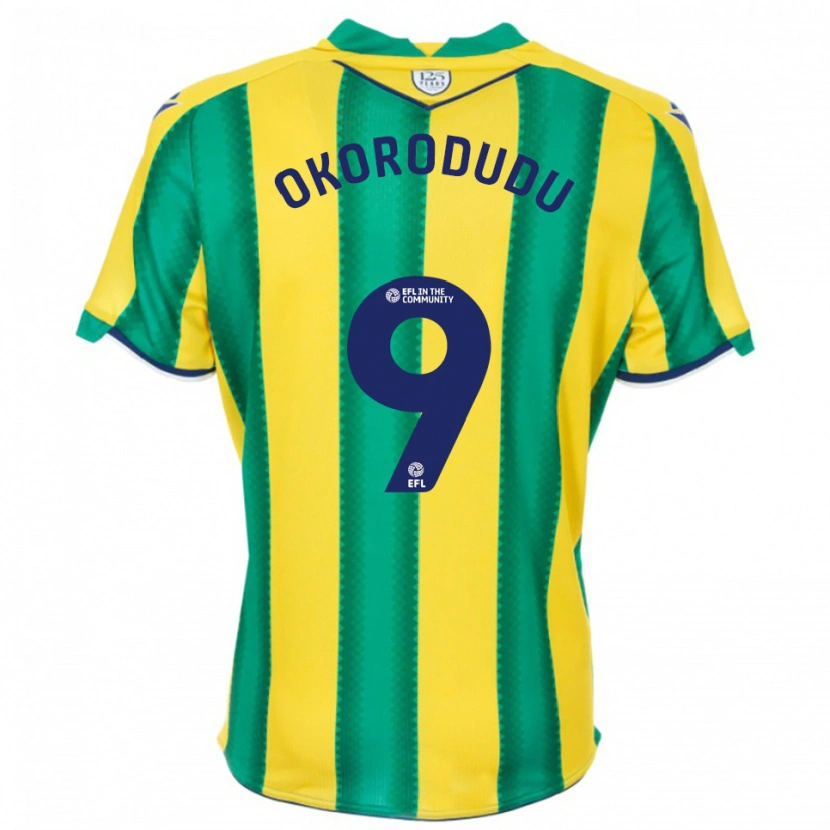 Danxen Børn Adam Okorodudu #9 Gul Grøn Udebane Spillertrøjer 2025/26 Trøje T-Shirt