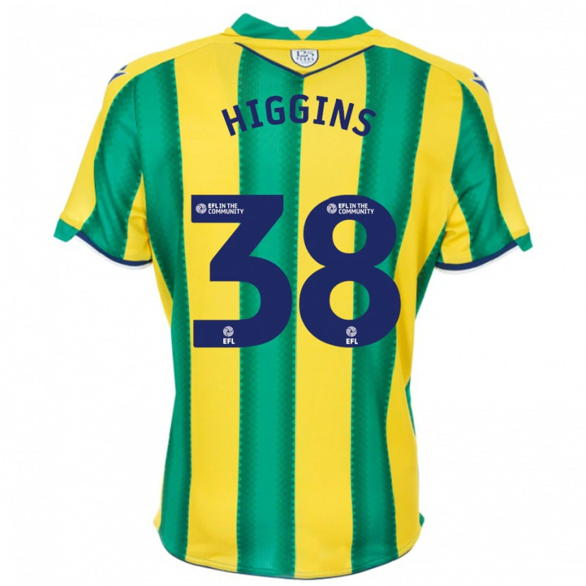 Danxen Børn Akeel Higgins #38 Gul Grøn Udebane Spillertrøjer 2025/26 Trøje T-Shirt