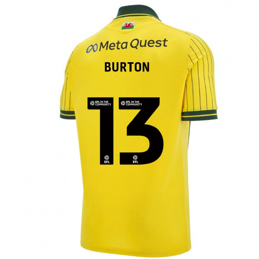 Danxen Børn Callum Burton #13 Gul Grøn Udebane Spillertrøjer 2025/26 Trøje T-Shirt