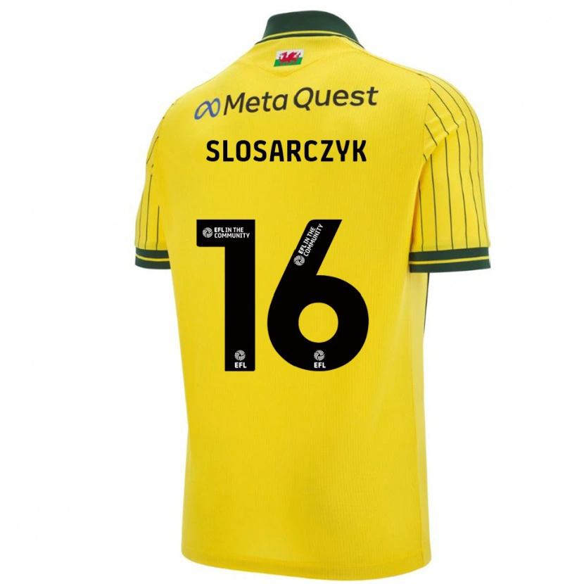 Danxen Børn Nikolas Slosarczyk #16 Gul Grøn Udebane Spillertrøjer 2025/26 Trøje T-Shirt