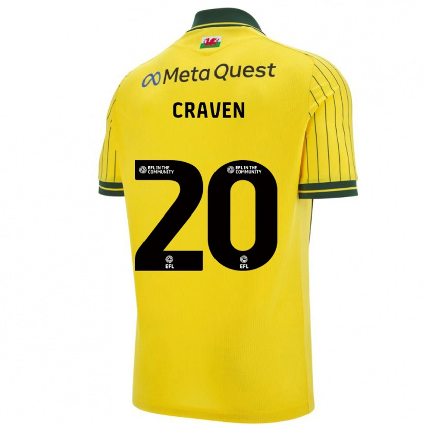 Danxen Børn Lizzie Craven #20 Gul Grøn Udebane Spillertrøjer 2025/26 Trøje T-Shirt