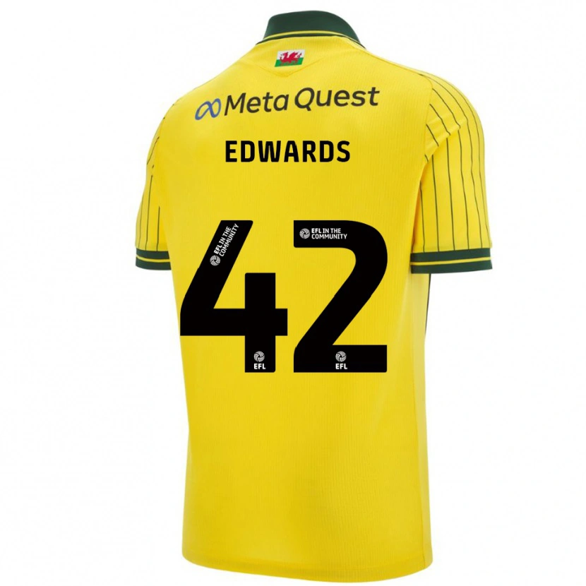 Danxen Børn Callum Edwards #42 Gul Grøn Udebane Spillertrøjer 2025/26 Trøje T-Shirt
