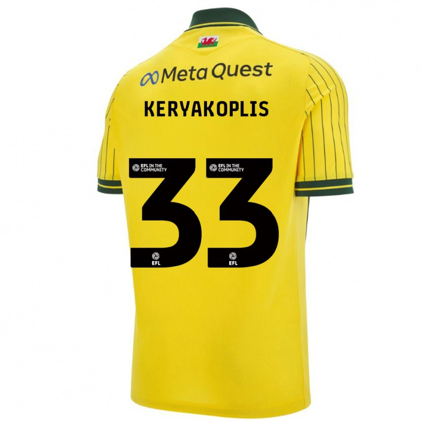 Danxen Børn Hannah Keryakoplis #33 Gul Grøn Udebane Spillertrøjer 2025/26 Trøje T-Shirt