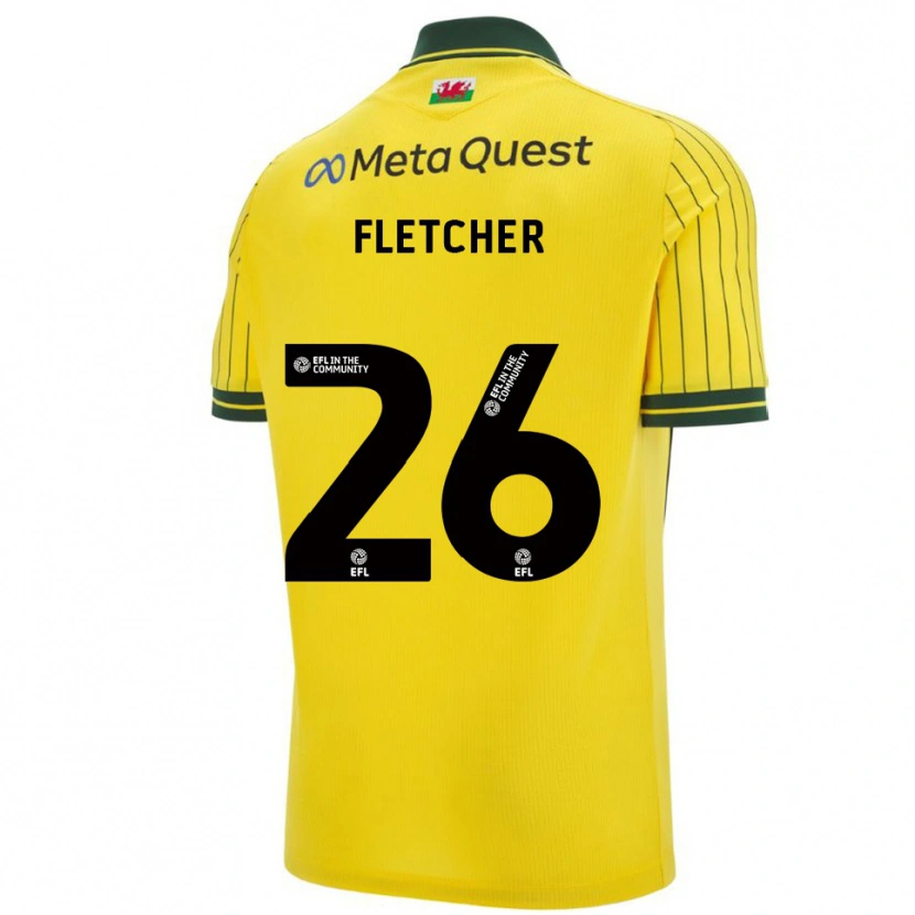 Danxen Børn Steven Fletcher #26 Gul Grøn Udebane Spillertrøjer 2025/26 Trøje T-Shirt