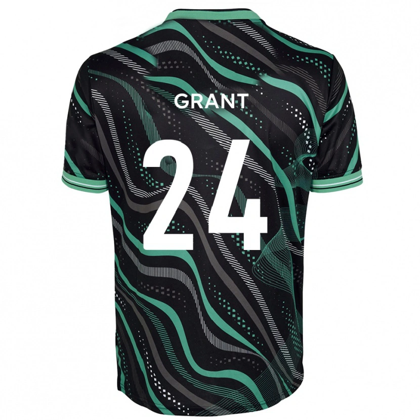 Danxen Børn Josh Grant #24 Sort Grøn Udebane Spillertrøjer 2025/26 Trøje T-Shirt
