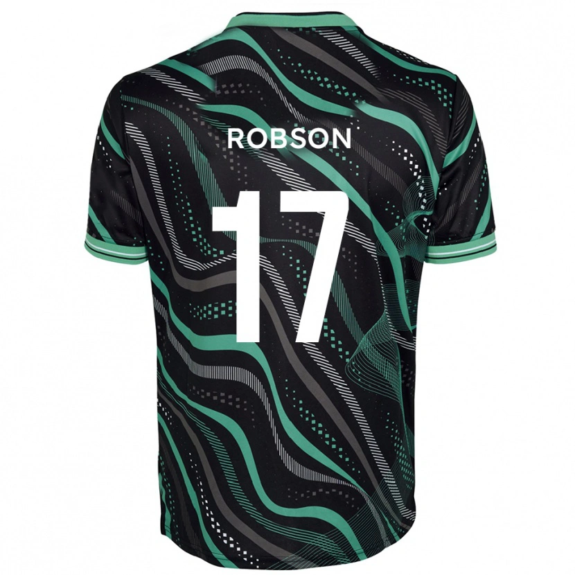 Danxen Børn Ethan Robson #17 Sort Grøn Udebane Spillertrøjer 2025/26 Trøje T-Shirt