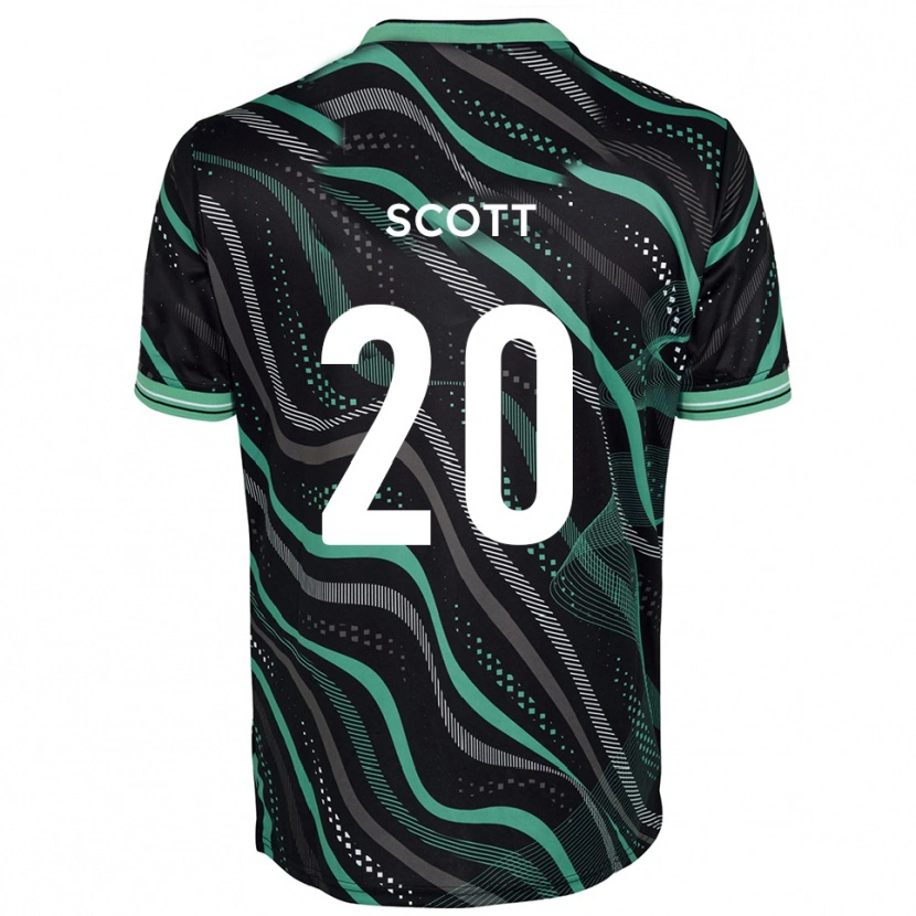 Danxen Børn Cedwyn Scott #20 Sort Grøn Udebane Spillertrøjer 2025/26 Trøje T-Shirt