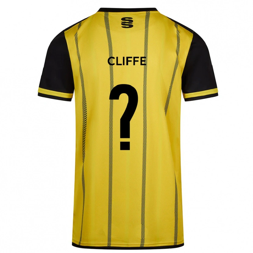 Danxen Børn Nathan Cliffe #0 Gul Sort Udebane Spillertrøjer 2025/26 Trøje T-Shirt